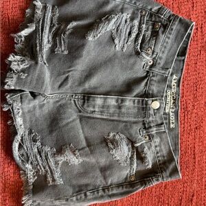 American Eagle Outfitters Women's Gray Distressed Jean Shorts